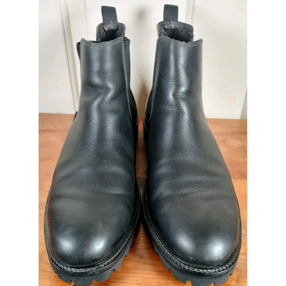 FLAG LTD Men's Max Black Leather Chelsea Boots Size 11 M Lug Sole Brazil G21